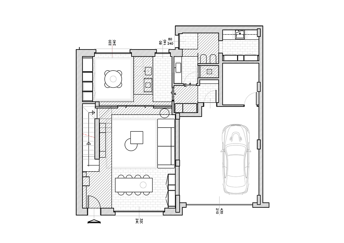 architettura dinterni per una villa con ampia zona giorno P0